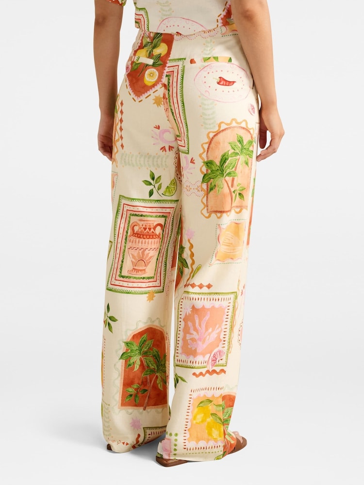 Forever New Cream Contains Linen Ola Wide Leg Joggers - Image 2 of 5