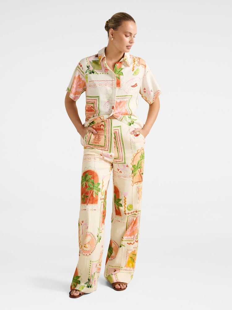 Forever New Cream Contains Linen Ola Wide Leg Joggers - Image 5 of 5