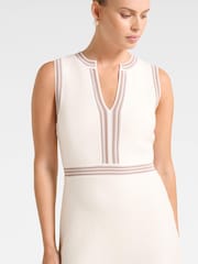 Forever New White Sabrina Striped Detail Knitted Mini Dress - Image 5 of 5