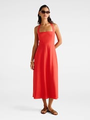 Forever New Red Stevie Halter Neck Midi Dress - Image 1 of 4