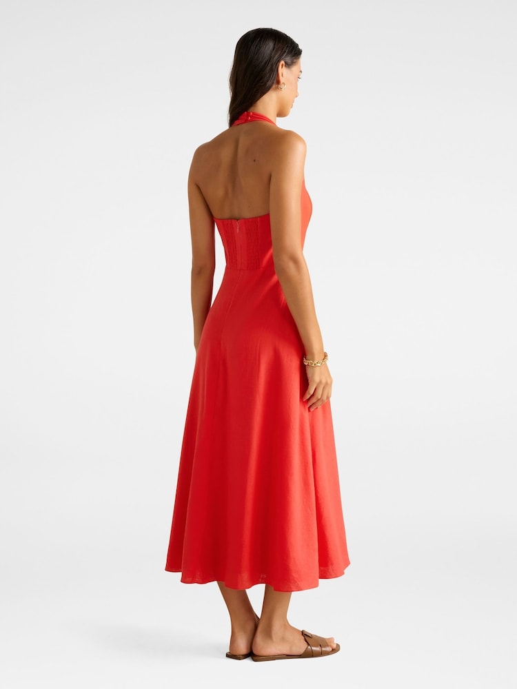 Forever New Red Stevie Halter Neck Midi Dress - Image 2 of 4