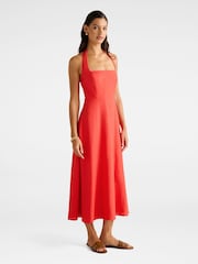 Forever New Red Stevie Halter Neck Midi Dress - Image 3 of 4