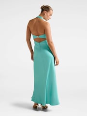 Forever New Blue April Open Back Satin Maxi Dress - Image 2 of 5