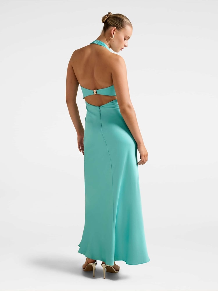 Forever New Blue April Open Back Satin Maxi Dress - Image 2 of 5