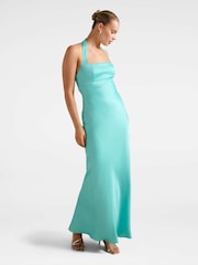 Forever New Blue April Open Back Satin Maxi Dress - Image 3 of 5