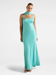 Forever New Blue April Open Back Satin Maxi Dress - Image 4 of 5