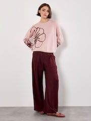 Apricot Pink Cornelli Embroid Big Flower Jumper - Image 2 of 4