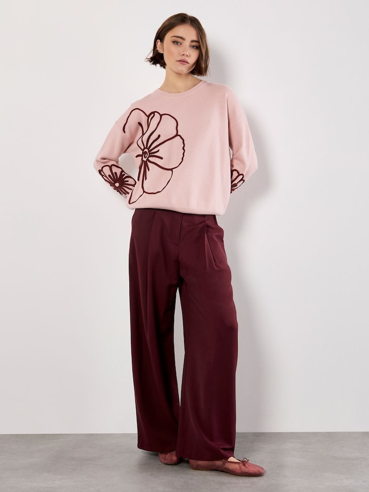 Apricot Pink Cornelli Embroid Big Flower Jumper - Image 2 of 4