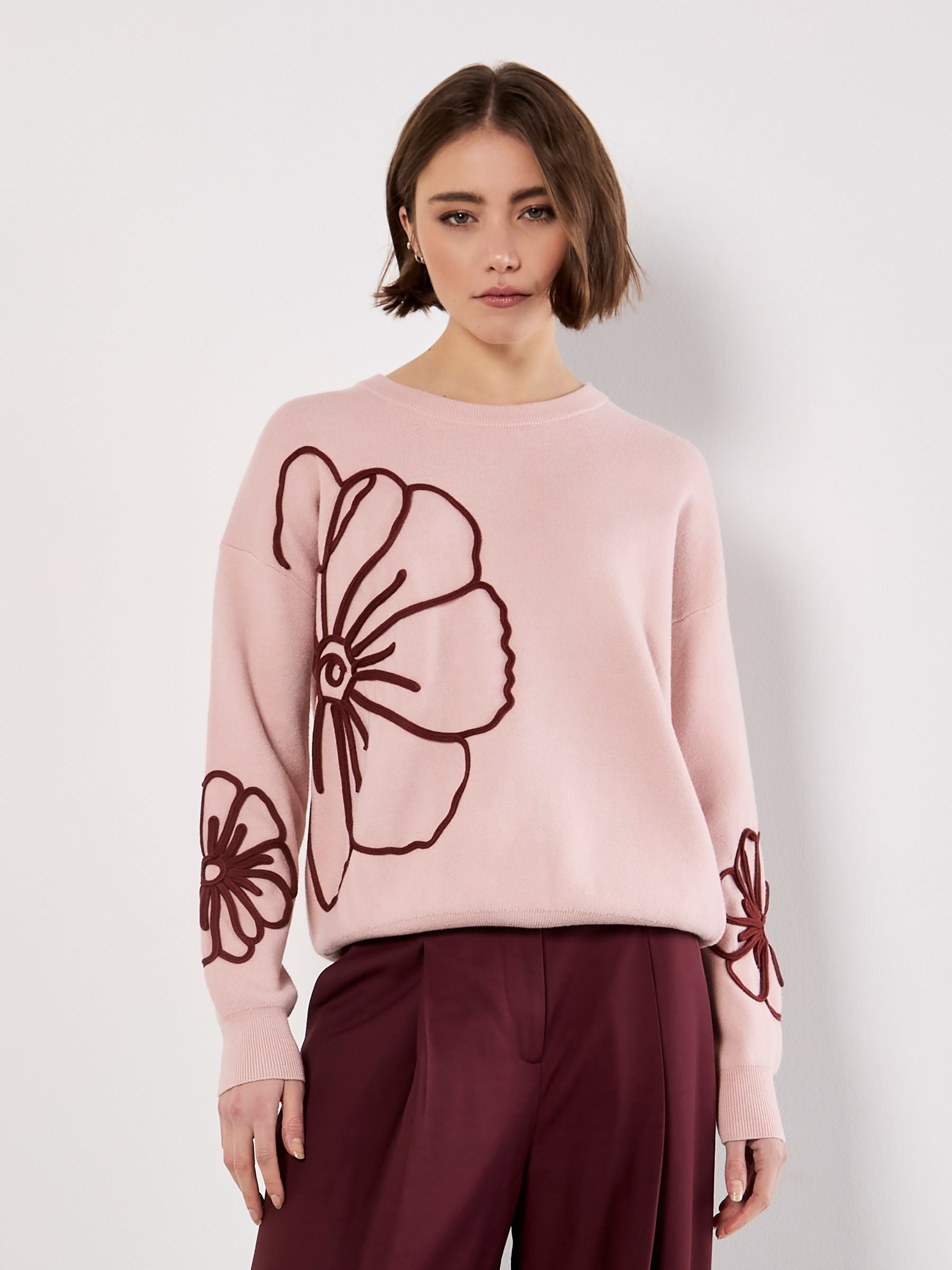 Buy Apricot Pink Cornelli Embroid Big Flower Jumper from the Next