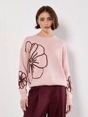 Apricot Pink Cornelli Embroid Big Flower Jumper - Image 3 of 4