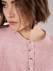Apricot Pink Button Detail Pointelle Jumper - Image 4 of 4