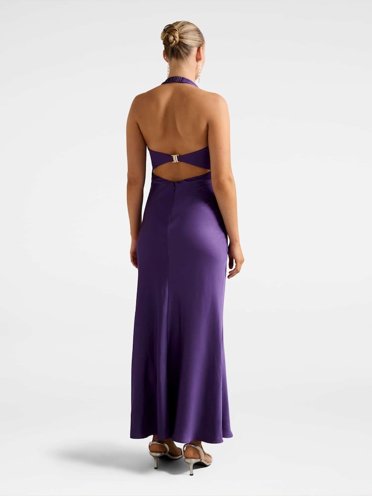 Forever New Purple April Open Back Satin Maxi Dress - Image 2 of 5