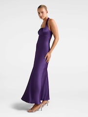 Forever New Purple April Open Back Satin Maxi Dress - Image 3 of 5