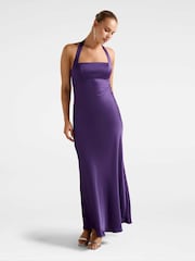 Forever New Purple April Open Back Satin Maxi Dress - Image 4 of 5