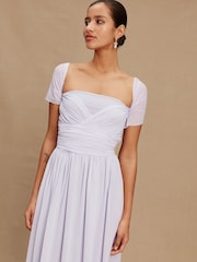 Lilac Purple Mesh Multiway Wedding Guest Bridesmaid Maxi Dress - Image 7 of 13