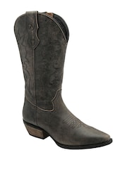 Ravel Black Leather Cowboy Boots on a Western Heels - Image 1 of 4