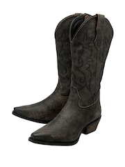 Ravel Black Leather Cowboy Boots on a Western Heels - Image 2 of 4