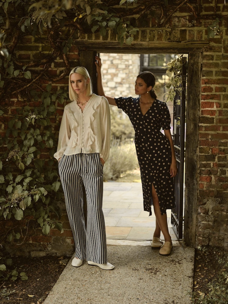 Apricot Blue Mono Spot Button Down Dress - Image 1 of 5 Apricot Blue Mono Spot Button Down Dress - Image 1 of 5