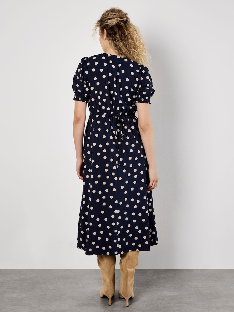 Apricot Blue Mono Spot Button Down Dress - Image 5 of 5