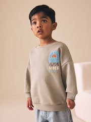 Light Brown Beach Print Crew Neck Sweatshirt (3mths-7yrs) - Image 3 of 7