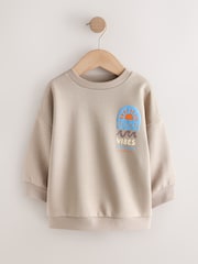 Light Brown Beach Print Crew Neck Sweatshirt (3mths-7yrs) - Image 4 of 7