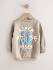 Light Brown Beach Print Crew Neck Sweatshirt (3mths-7yrs) - Image 5 of 7