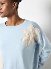 Apricot Blue Large Crochet Daises Jumper - Image 4 of 4