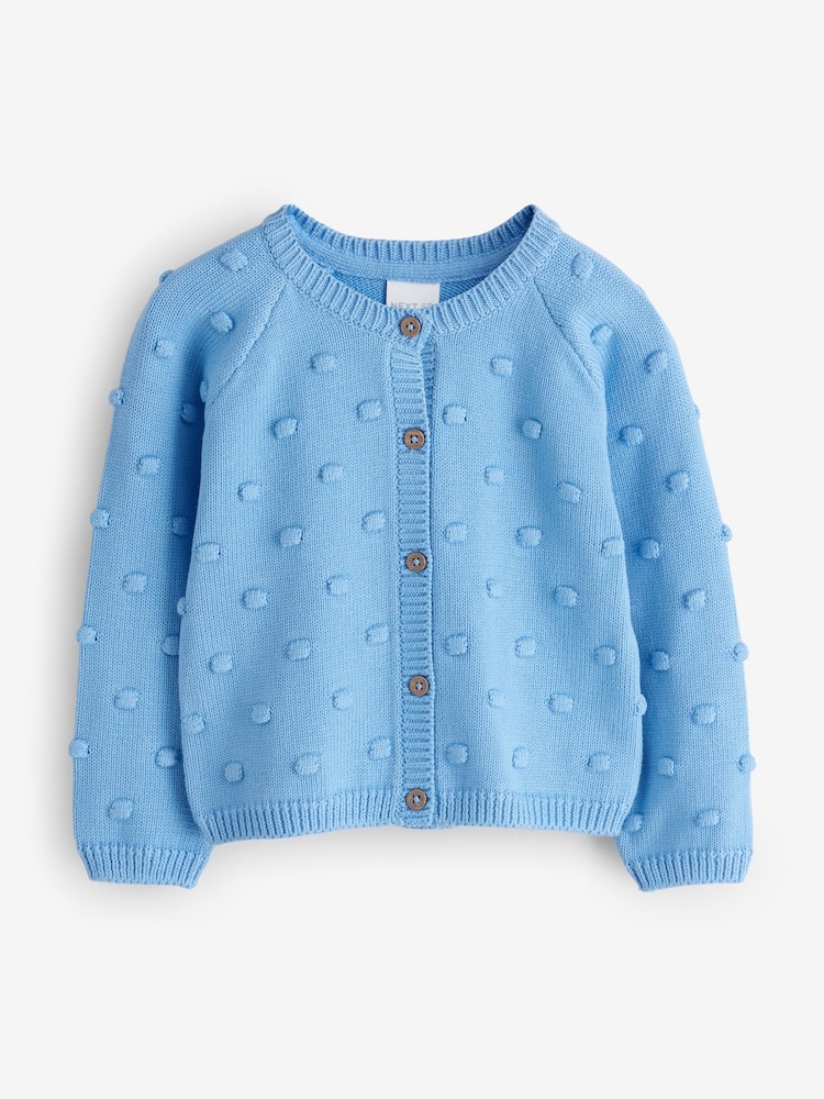 Blue Long Sleeve Bobble Texture Button Through Cardigan - Image 1 of 1