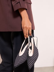Friends Like These Black Polka Dot Slingback Mid Heel Stiletto Smart Court Shoes - Image 6 of 7