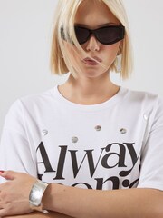 River Island White Always Iconic Studded T-Shirt - Image 3 of 4