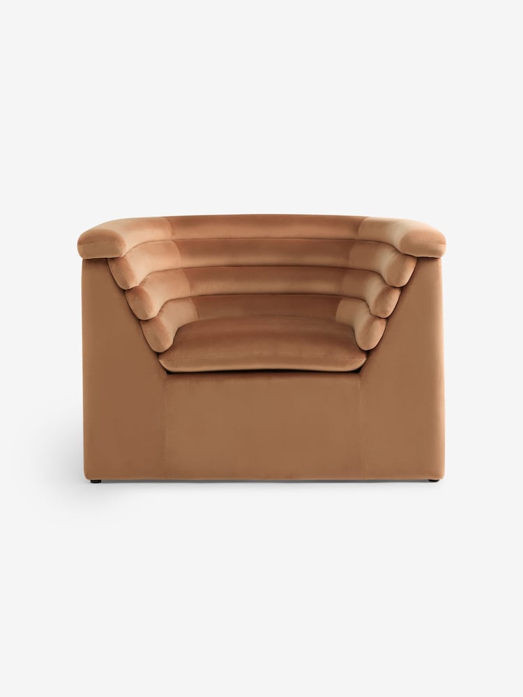 MADE.COM Fawn Truffle Natural Velvet Lineari Accent Chair - Image 1 of 2 MADE.COM Fawn Truffle Natural Velvet Lineari Accent Chair - Image 1 of 2