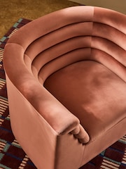 MADE.COM Fawn Truffle Natural Velvet Lineari Accent Chair - Image 3 of 5