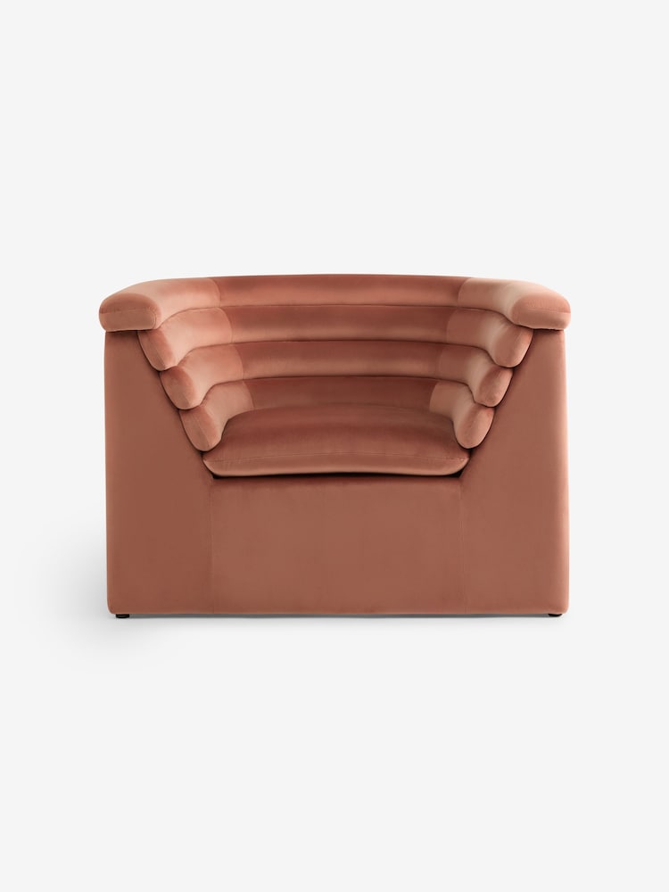 MADE.COM Fawn Truffle Natural Velvet Lineari Accent Chair - Image 5 of 5