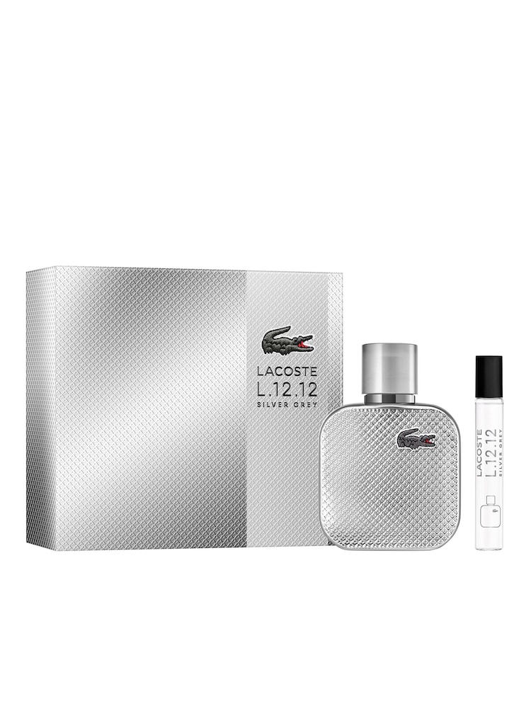 Lacoste L1212 Silver Grey Eau de Parfum 50ml & Travel Spray 7.5ml Gift Set - Image 1 of 4 Lacoste L1212 Silver Grey Eau de Parfum 50ml & Travel Spray 7.5ml Gift Set - Image 1 of 4