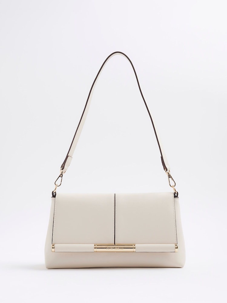 River Island Cream Bar Front Clutch - Image 1 of 6 River Island Cream Bar Front Clutch - Image 1 of 6