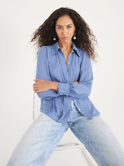 River Island Blue Scallop Trim Chiffon Shirt - Image 1 of 4
