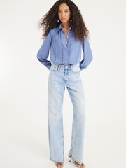 River Island Blue Scallop Trim Chiffon Shirt - Image 2 of 4