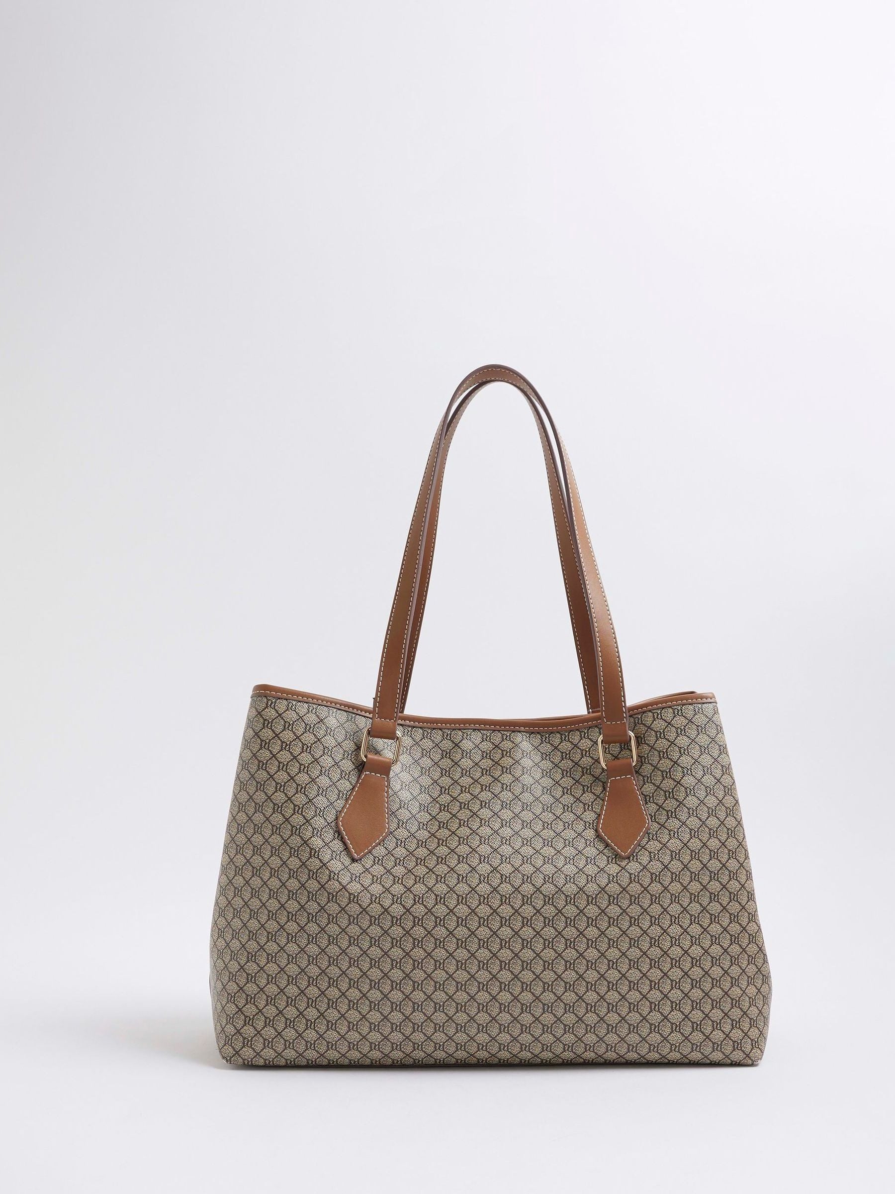 Buy River Island Brown RI Monogram Tote Bag and Purse Bundle from