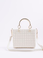 River Island Cream Boucle Quilted Tote Bag - Image 2 of 6