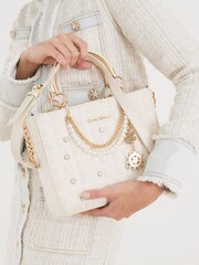 River Island Cream Boucle Quilted Tote Bag - Image 6 of 6