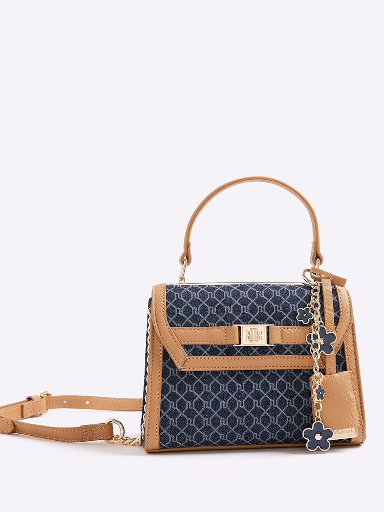 River Island Blue Denim Mini Tote Cross-Body Bag - Image 1 of 5 River Island Blue Denim Mini Tote Cross-Body Bag - Image 1 of 5