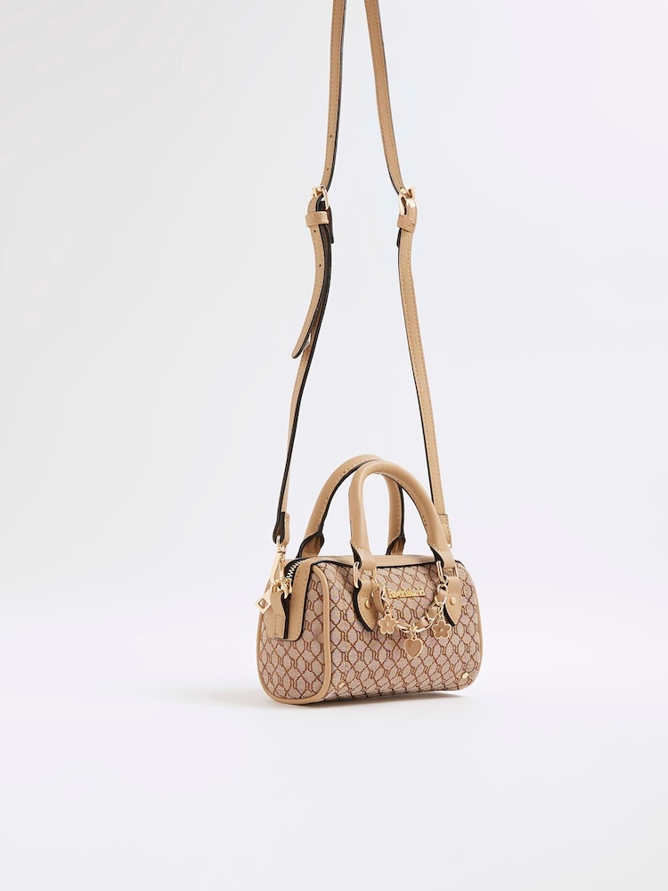 Sac Pochette Vintage River Island Marron Imitation Crocodile - Occasion En Bon état