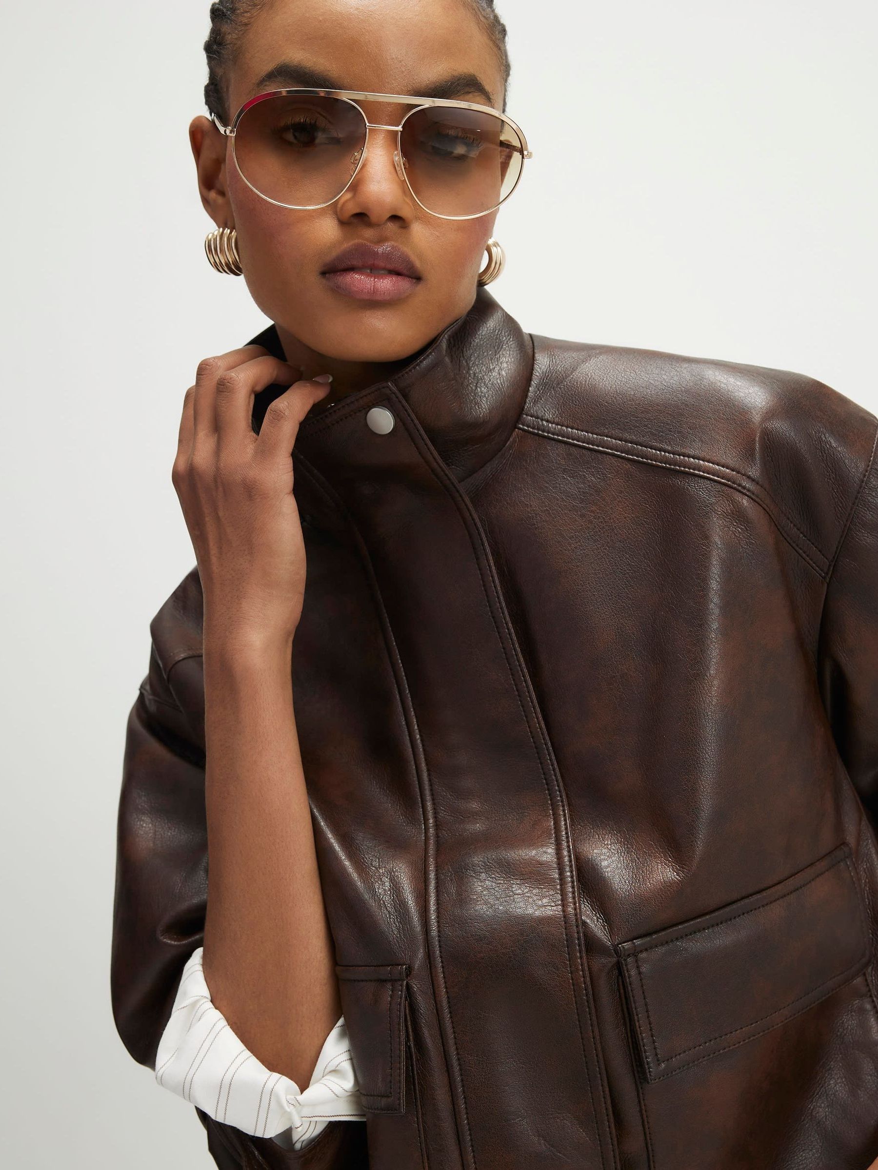 Buy River Island Brown Funnel Neck Bomber Jacket from Next USA