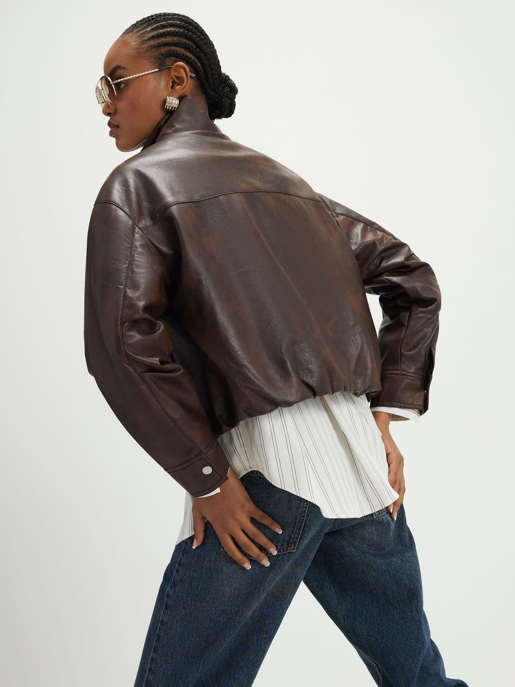 Buy River Island Brown Funnel Neck Bomber Jacket from Next USA