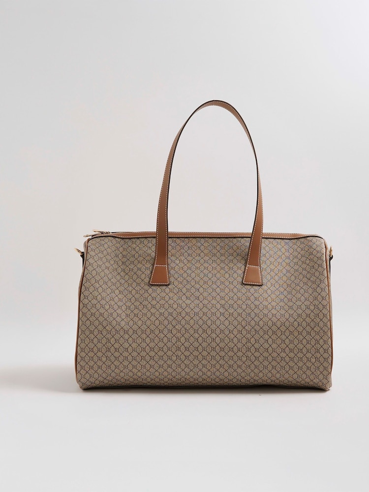 River Island Brown Monogram Charm Holdall - Image 2 of 6