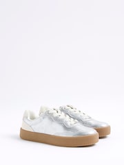 River Island Silver Lace-Up Platform Trainers - Image 2 of 6