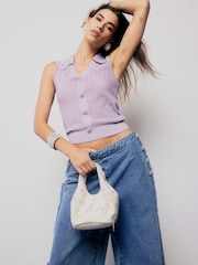 River Island Purple Embroidered Collar Top - Image 2 of 4