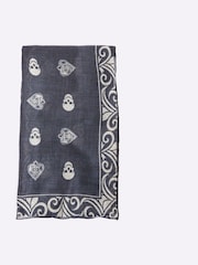 River Island Black Lightweight Skull Print Scarf - Image 4 of 5