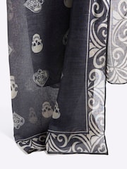 River Island Black Lightweight Skull Print Scarf - Image 5 of 5