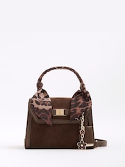 River Island Brown Suedette Mini Tote Cross-Body Bag - Image 1 of 6